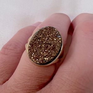 Gold oval druzy ring size 5